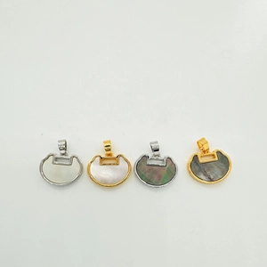 18K gold plated shell longevity lock pendants in gold and silver finish for DIY jewelry