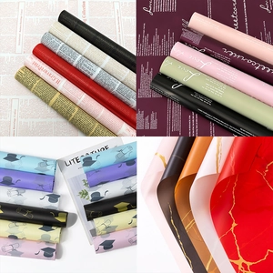 Waterproof solid color bouquet wrapping paper set with vintage and marble patterns
