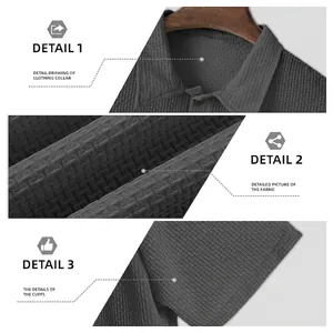 Men's dark grey seersucker ice silk polo shirt with mesh waffle texture and lapel