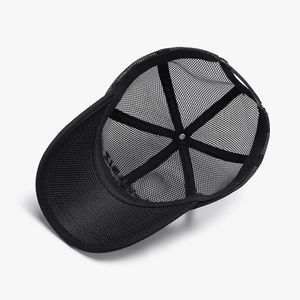 Breathable black full mesh baseball cap with embroidered letters for outdoor sun protection