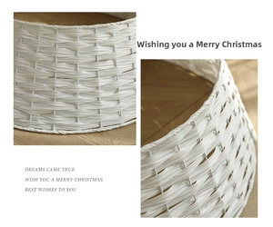 Detailed close-up showing the elegant white hand-woven texture of Christmas tree collar