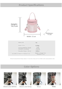 Detailed view of mini bucket bag dimensions 12x14.5x11cm with woven texture details