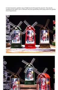 Détail d'une lanterne de Noël vintage avec paysage de neige et figurines festives