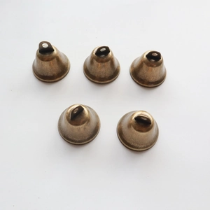 Five vintage bronze 3.8cm open bells for DIY wind chimes and craft ornaments