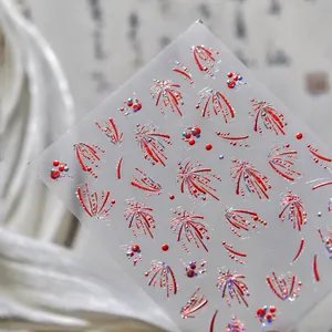 Dettaglio adesivi per unghie VIS 867 con fuochi d'artificio metallici rosso argento