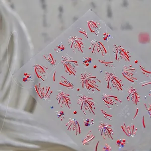 Primer plano de pegatinas de uñas VIS 867 con diseño de fuegos artificiales metálicos