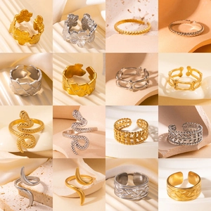 Collection of gold and silver titanium steel open rings in various stylish designs