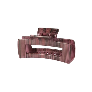 Detail of 10.5cm pink-purple wood grain hair claw clip with durable metal spring