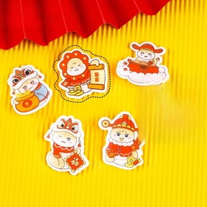 Lot de six broches de serpent en dessin animé mignon avec motifs du nouvel an chinois