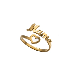 Goldener Mama Ring mit Herzsymbol, elegantes offenes Design als Muttertagsgeschenk