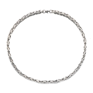 Men's 6mm silver Byzantine chain necklace in high-polished stainless steel