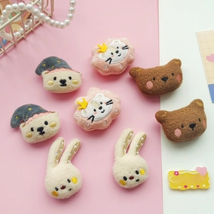 Cute cartoon plush animal patches including bunny and bear for DIY clothing accessories