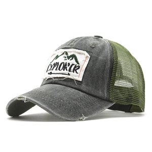 Distressed Trucker Hat Cotton Mesh Embroidered Explorer Patch Retro Outdoor Sunshade Baseball Cap For Men Women