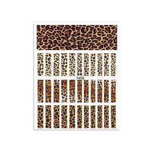 Leopard print nail stickers with 3D self-adhesive design for DIY manicure style 1456