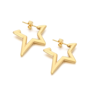 Eleganti orecchini a stella geometrici dorati in acciaio inossidabile per donna