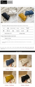 Detailed size chart for crocodile pattern baguette bag with shoulder strap measurements