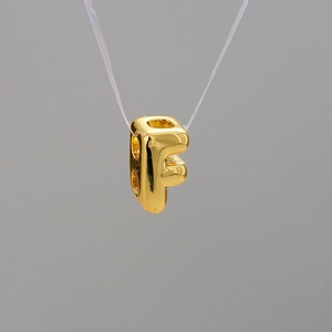 Polished gold plated DIY balloon letter F charm pendant for custom necklaces