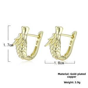 Detail view of gold dragon head hoop earrings with dimensions 1.7cm by 1.8cm