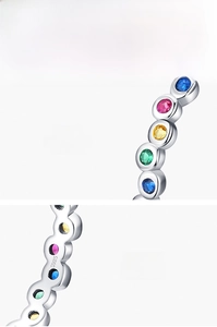 Detail view of S925 sterling silver ring featuring multi-colored zircon stones