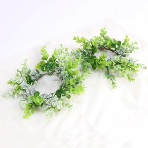 Artificial green eucalyptus candle ring wreath for Christmas and Easter home decor