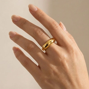 Classic 18k gold plated stainless steel chunky square ring for men and women