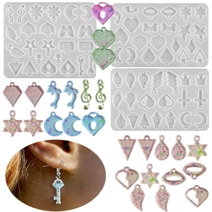 Earring Silicone Mold DIY Resin Jewelry Making Pendant Heart Moon Key Stars Shape Handmade Craft Accessories Tool