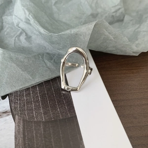 Minimalist silver 925 sterling silver open ring with irregular liquid metal design