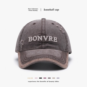 Washed Cotton Baseball Cap Distressed 3D Letter Embroidery Adjustable Soft Top Outdoor Sun Protection Streetwear Unisex