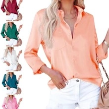 Close-up of lapel collar and single chest pocket on apricot linen casual shirt