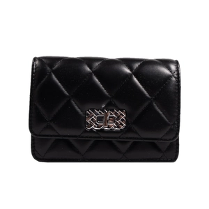 Quilted black leather crossbody bag with chain strap and luxury turn-lock closure