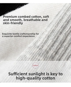 Macro detail of breathable combed cotton fabric in white, light grey, and black tones
