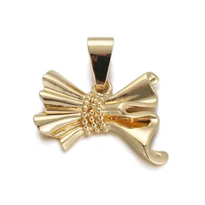 Exquisite 18K gold plated butterfly pendant with detailed bead texture and shiny mirror finish