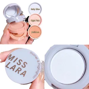 Palette de fards à joues et illuminateurs Miss Lara 3 couleurs avec miroir pour contouring
