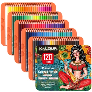 Professional 120-color artist oily colored pencil set with metal storage box