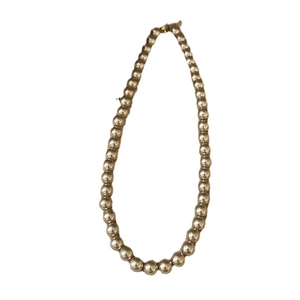 Minimalist vintage geometric pearl choker necklace with champagne gold metallic beads