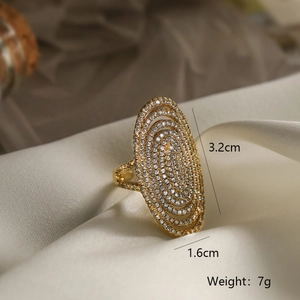 Detailed view of 18K gold plated ring dimensions: 3.2cm length and 1.6cm width