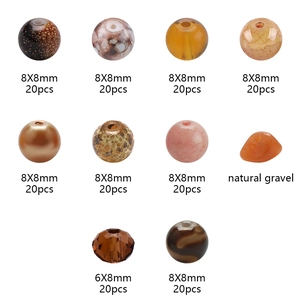 Detailed grid view of assorted 8mm natural stone and glass beads for DIY jewelry making