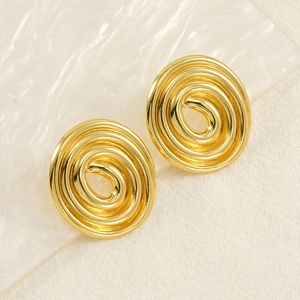 Orecchini A Lobo Minimalisti A Spirale In Acciaio Inossidabile Placcato Oro 18K Design Geometrico Vortex Per Donna