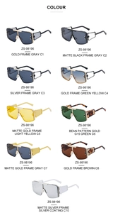 Collection of oversized steampunk sunglasses in various colored lenses and metal frames