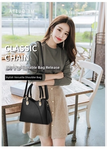 Gros plan d'un sac à main noir en cuir avec texture litchi fine et boucles métalliques dorées