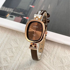 Women Quartz Watch Retro Minimalist Oval Alloy Case Faux Leather Strap Elegant Casual Wristwatch For Lady