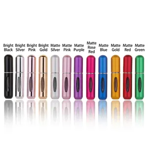 5ml refillable aluminum perfume atomizers in 12 assorted matte and glossy finishes