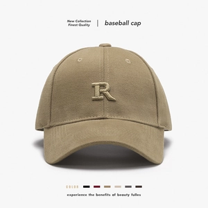Baseball Cap Cotton Twill 3D Embroidered R Letter Adjustable Metal Buckle Breathable Outdoor Sun Hat Unisex