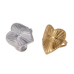 Adjustable stainless steel heart ring with Amour engraving in gold and silver finish
