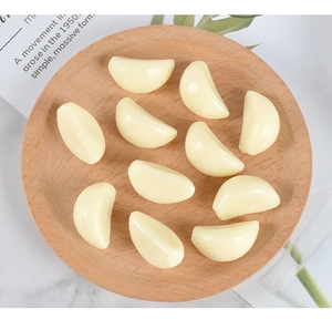 Realistische PVC knoflooktenen set van 10 op houten dienblad voor food fotografie