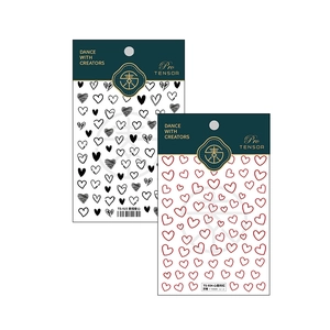 Japanese style thin matte nail stickers featuring sketch heart and embossed red designs