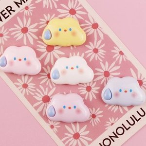 Cute resin cloud charms with cartoon expressions for DIY craft hair clips and phone cases