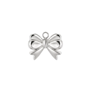 Polished stainless steel bow pendant for DIY jewelry making with high metallic luster