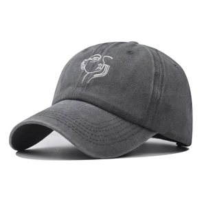 Cappello Da Baseball In Cotone Lavato Retro Cappello Da Sole Con Ricamo A Linee Di Viso Astratte Regolabile Unisex
