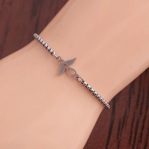 Stainless Steel Adjustable Bracelet Tree Of Life Cross Angel Wings Infinity Motif Box Chain Polished Jewelry For Women